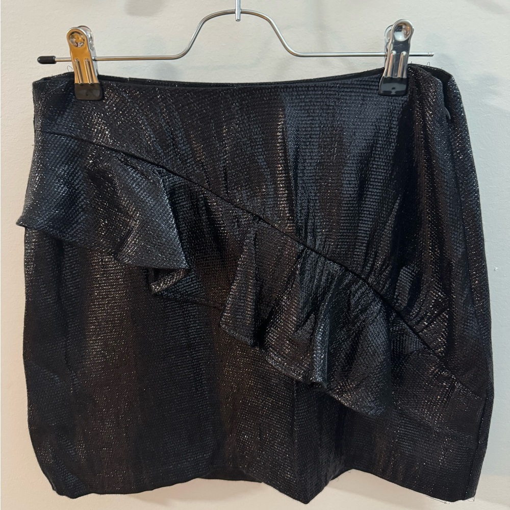 Zara TRF Collection Black Shimmering Mini Skirt Size M, Fits Small